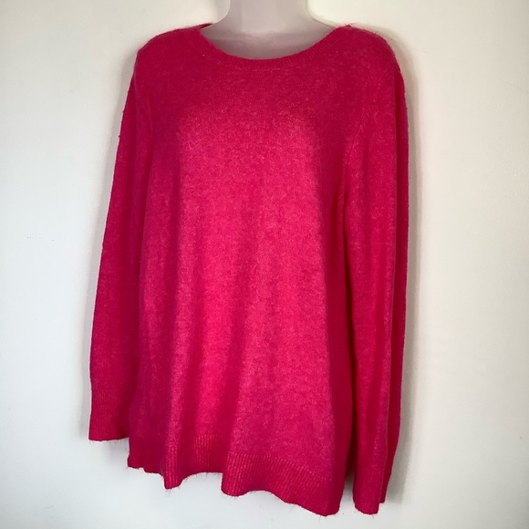 Loft Womens Pink Criss-Cross back Soft Life Feminine Sweater XLarge - Picture 4 of 9